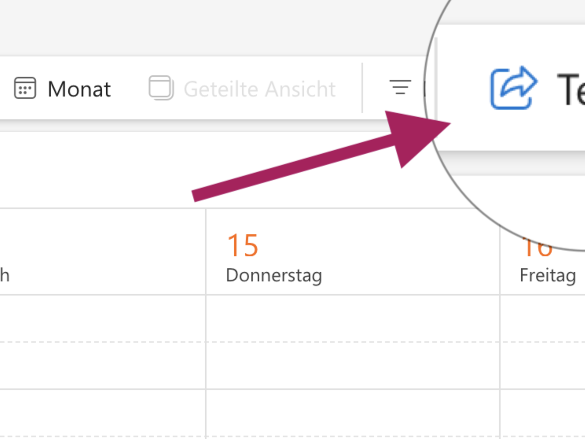 Kalender teilen und freigeben