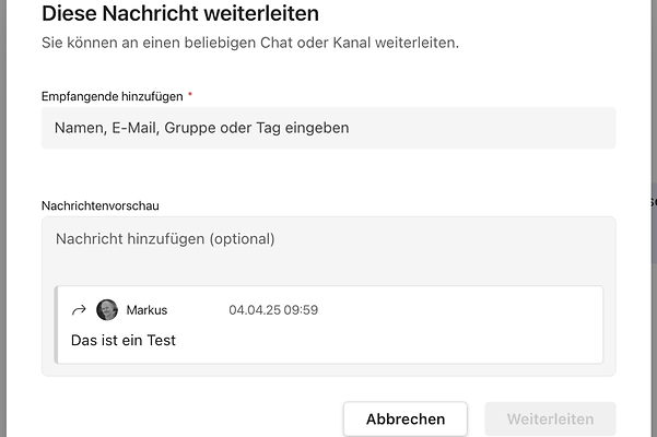 Leiten Sie Nachrichten einfach in Microsoft Teams weiter
