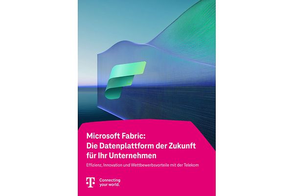 Cover des Whitepapers, mit abstrakter Form und Microsoft-Fabroc-Logo