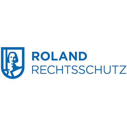 Blue logo featuring a coat of arms and the words ‘Roland Rechtsschutz’