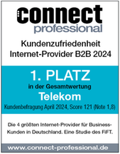 Telekom auf Platz 1 bei Kundenzufriedenheitsbefragung zu Internet-Providern B2B 2024 von connect professional