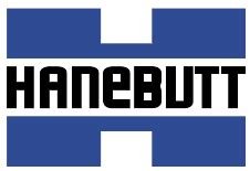 blau weißes Logo mit schwarzem Schriftzug HANEBUTT